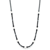 Men's Executive Success Beaded Necklace with Black Tourmaline, Onyx, Hematite, Clear Quartz and Silver